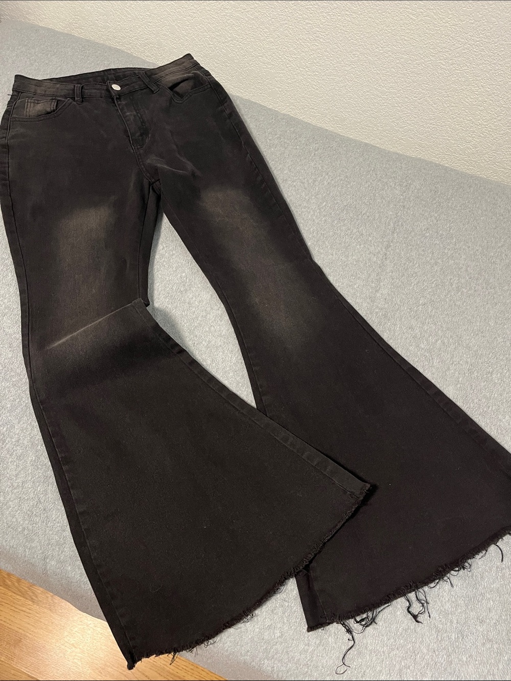 Black Flare Curvy Jeans Medium Boho High Rise Festival Indie Western